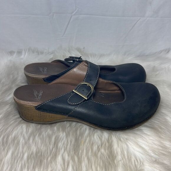 Dansko Britney Black Burnished Nubuck Mary Jane Mules Clogs. Sz 40/9.5-10 - Picture 4 of 8